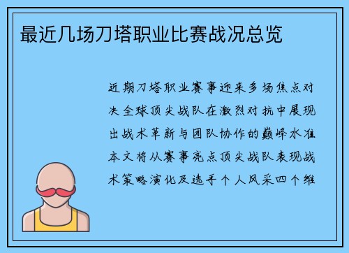 最近几场刀塔职业比赛战况总览